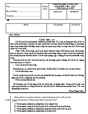 Đề kiểm tra định kỳ cuối học kỳ 1 môn Tiếng Việt Lớp 4 - Năm học 2015-2016 - Trường Tiểu học Tài Văn 2 (Có đáp án)